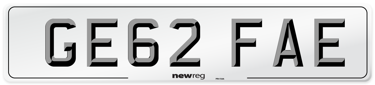 GE62 FAE Number Plate from New Reg